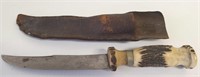 Old Bone Hunting Knife with Sheath