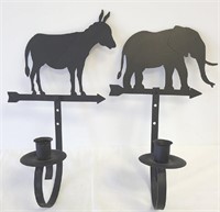 Metal Wall Candle Holders Elephant & Donkey