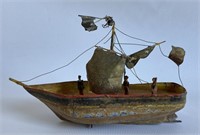 Early German tin litho toy ship.