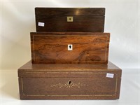 Set of 3 antique jewelry boxes.
