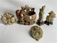 Antique carved chinese soapstone sculptures.