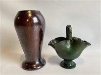 Pair of southern redware glazed pottery.