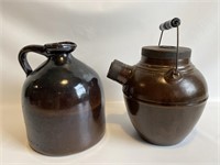 Pair of New England glazed stoneware jugs.