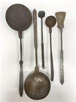 19th C wrought iron ladles & spatulas.