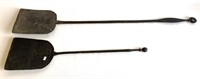 Pair of 18th c  wrought iron fireplace tools.