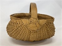 Early folk art splint oak buttocks basket.