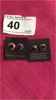 Red & Blue Pierced Earrings Sterling Silver