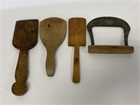 Primitive wooden kitchen utensils.