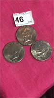 3 Ike Dollar Coins 1974, 1976, 1978
