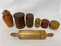 Collection of primitive treenware.