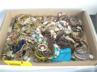 LARGE FLAT OF COSTUME JEWELRY