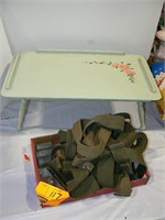 MINT GREEN WOODEN BED TRAY, FLAT WITH MILITARY