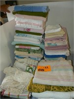 LARGE GROUP TOWELS AND DISH CLOTHS, DOILIES, FEED