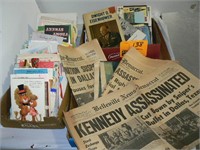 3 FLATS VINTAGE PAPER WITH CARDS, NEWSPAPERS,