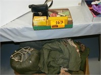 MILITARY CLOTHES, SLEEPING BAGS, POCKET KNIFE,