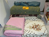 TIED QUILT, THROWS, SMALL PINK AND GREEN QUILT,