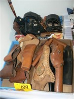 (3) FLATS LEATHER HOLSTERS--WESTERN AND MILITARY