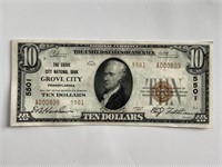Grove City PA  $10.00 bank note.