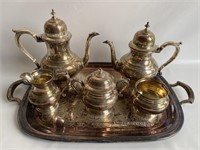Wallace sterling silver tea set with tray.