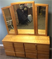 BEDROOM DRESSER, 6 DRAWER w MIRROR,