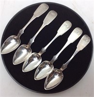 ANTIQUE CANFIELD & BROTHERS 90% COIN SILVER SPOONS
