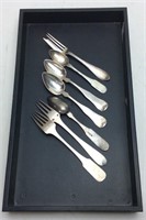 ASSORTED ANTIQUE COIN SILVER FLATWARE