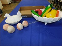 Milk Glass Collection - Includes Fruit Bowl with