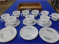 Fire King Ware Coffee Cups with Matching Saucers