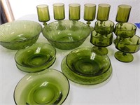 Green Glassware - Lot of 17 Pcs. - Beautiful