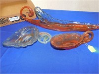 Blown Glass Candy Dish and Display - Lot of 3 -