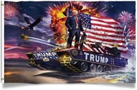 Trump with Army Tank Flag - Lot of 3 - 3'x5' -