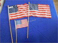 American Flags with Handles - Lot of 3