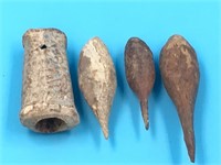Lot of 4 ivory and bone artifacts, longest is 2.5"