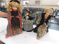 Porcelain Doll Collection - Lot of 3 - All are in