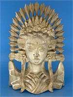 Wooden wall hanging carving of a Hindu deity, appr