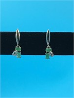 Sterling silver earrings with emeralds