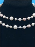 Sterling silver and freshwater pearl necklace 28"