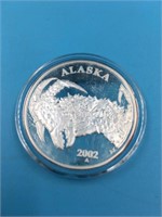 1 Troy oz silver round of 2002 Alaska Mint