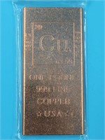 1 Pound of copper bullion .999 pure copper
