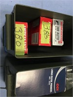Lot of 2 ammunition cans one has several boxes of