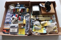 2 BOXES OF WHISTLES AND ASSORTED MARINE PARTS