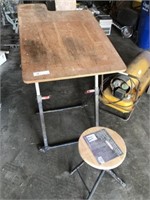 Folding Adjustable Table and Folding Stool