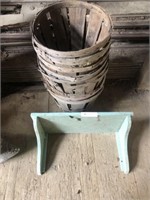 Vintage Bushel Baskets & Wooden Shelf