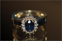 Ladies 14k  yellow gold Sapphire/Diamond Ring
