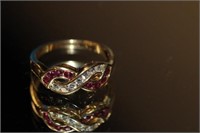18k yellow gold Diamond/Ruby Ring featuring