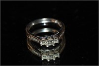 14k white gold Past,Present, Future Diamond Ring