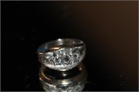 14k white gold Past, Present, Future Diamond Ring
