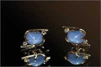 14k yellow gold Star Saphire & Diamond Earrings