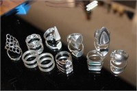10pc .925 Sterling Rings Various designs, 4 have
