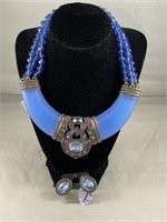 Chunky Blue Necklace & Display